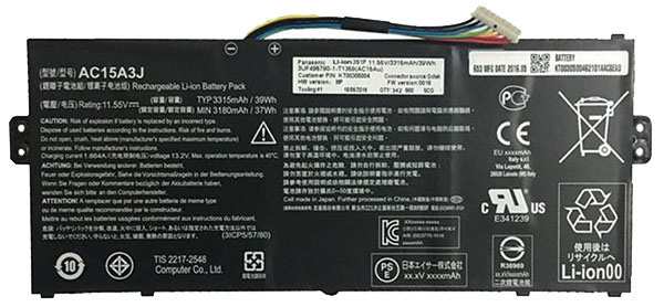 Recambio de Batería para ordenador portátil  acer Chromebook-R-11-C738T-C10X