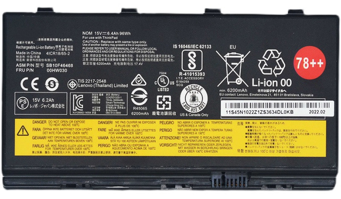 Reemplazo de Batería para ordenador portátil para LENOVO ThinkPad-P70 Recambio de Batería para ordenador portátil LENOVO ThinkPad-P70