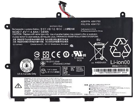 Reemplazo de Batería para ordenador portátil para Lenovo 45N1751 Recambio de Batería para ordenador portátil Lenovo 45N1751