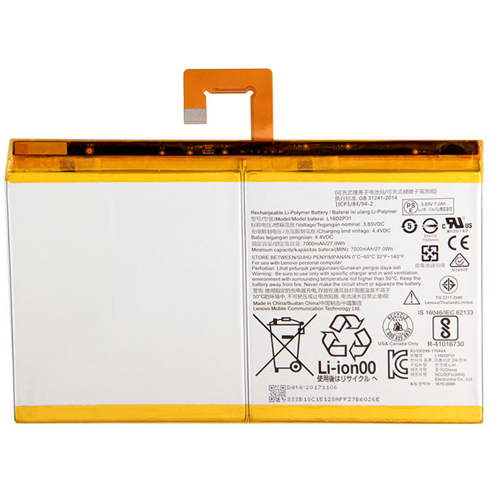 Reemplazo de Batería para ordenador portátil para LENOVO L16D2P31 Recambio de Batería para ordenador portátil LENOVO L16D2P31