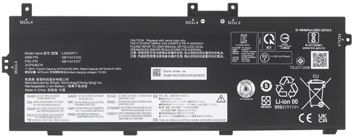 Reemplazo de Batería para ordenador portátil para LENOVO L20M3P71 Recambio de Batería para ordenador portátil LENOVO L20M3P71